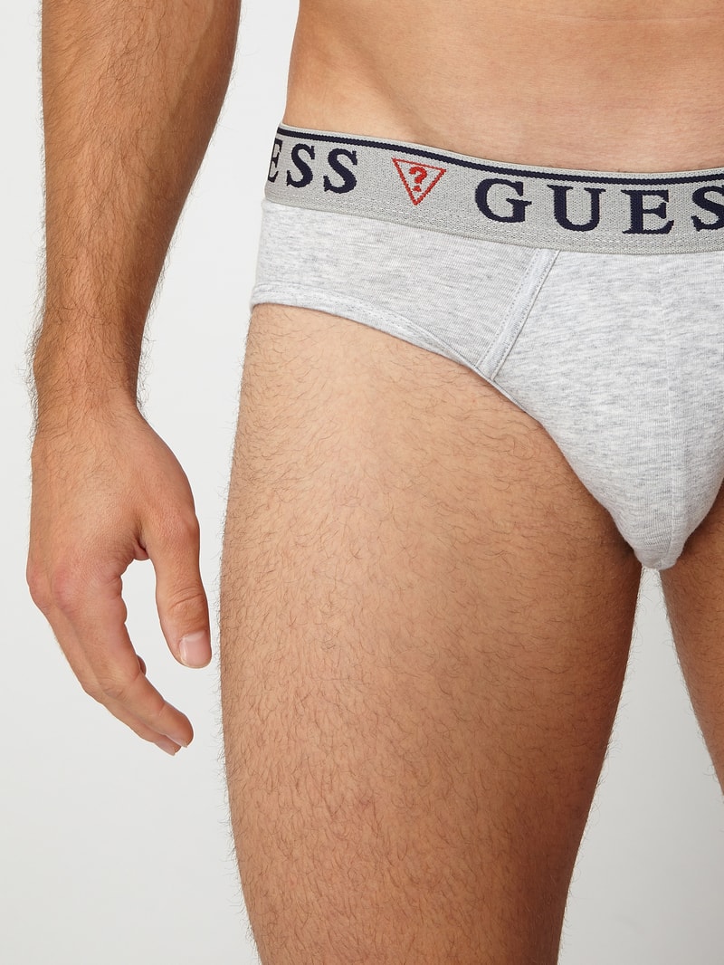 Slip mit elastischem Logo-Bund im 3er-Pack in mittelgrau