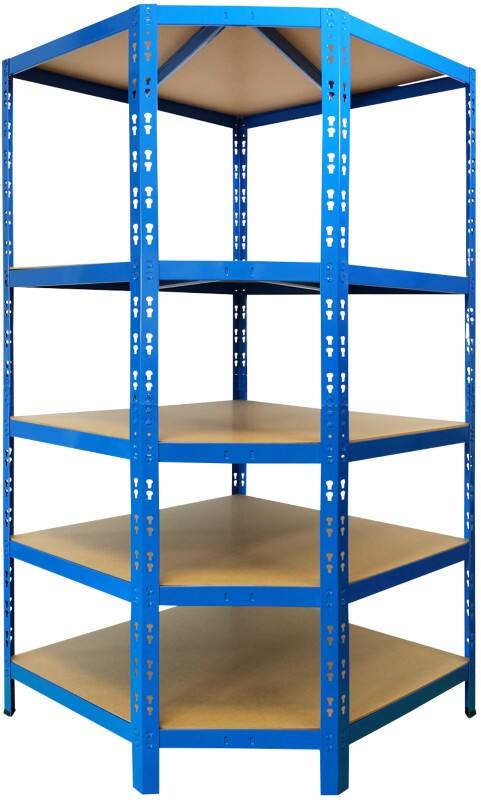 Office Marshal Eckregal 5 Böden Blau 1800 x 900 x 420 x 600 mm