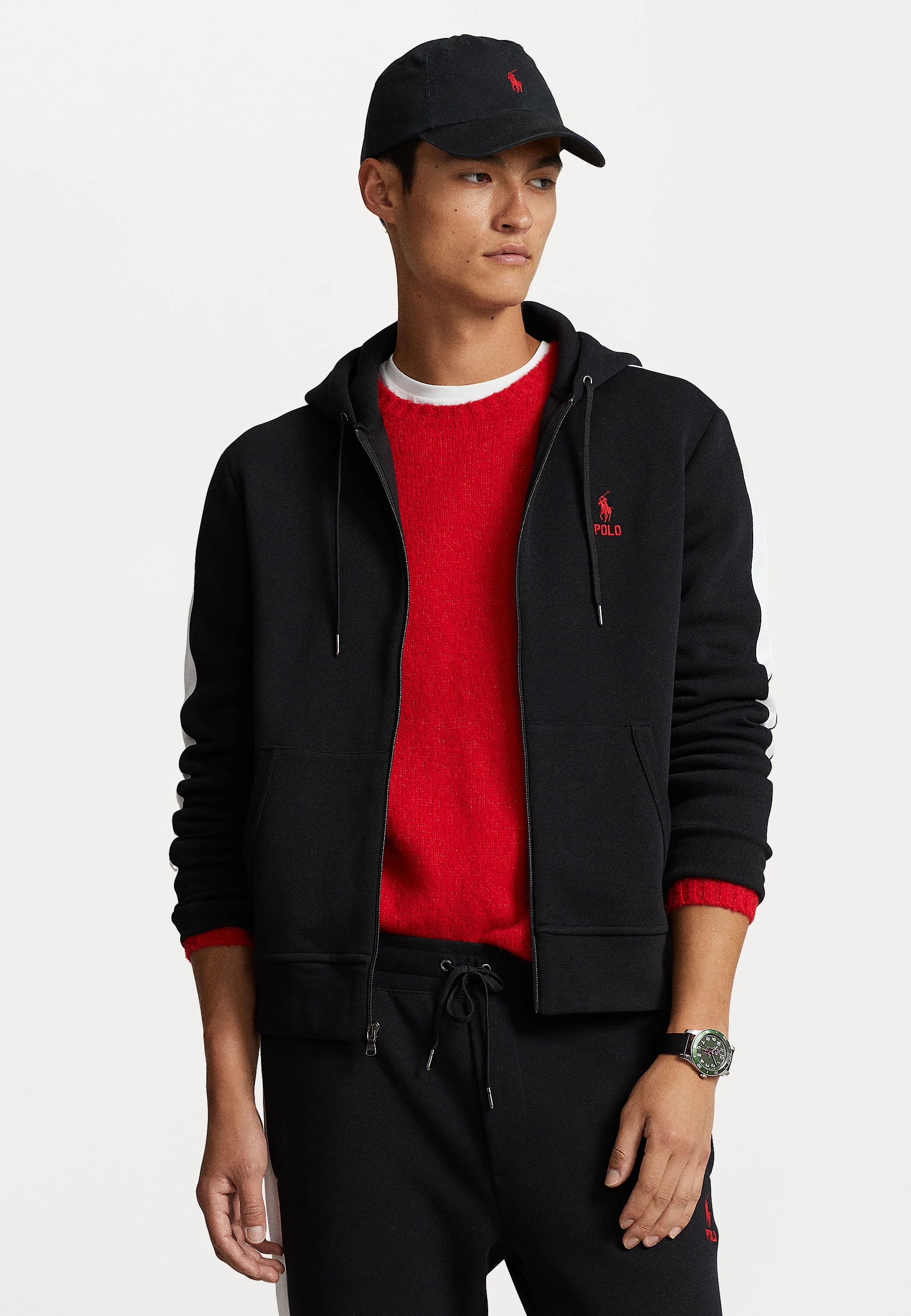 Sudadera con capucha y cremallera completa de malla de punto doble de Polo Ralph Lauren - Sudadera con cremallera