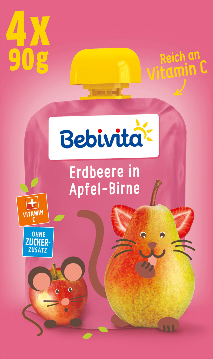 Quetschie Erdbeere in Apfel-Birne, ab 1.Jahr (4x90 g), 360 g