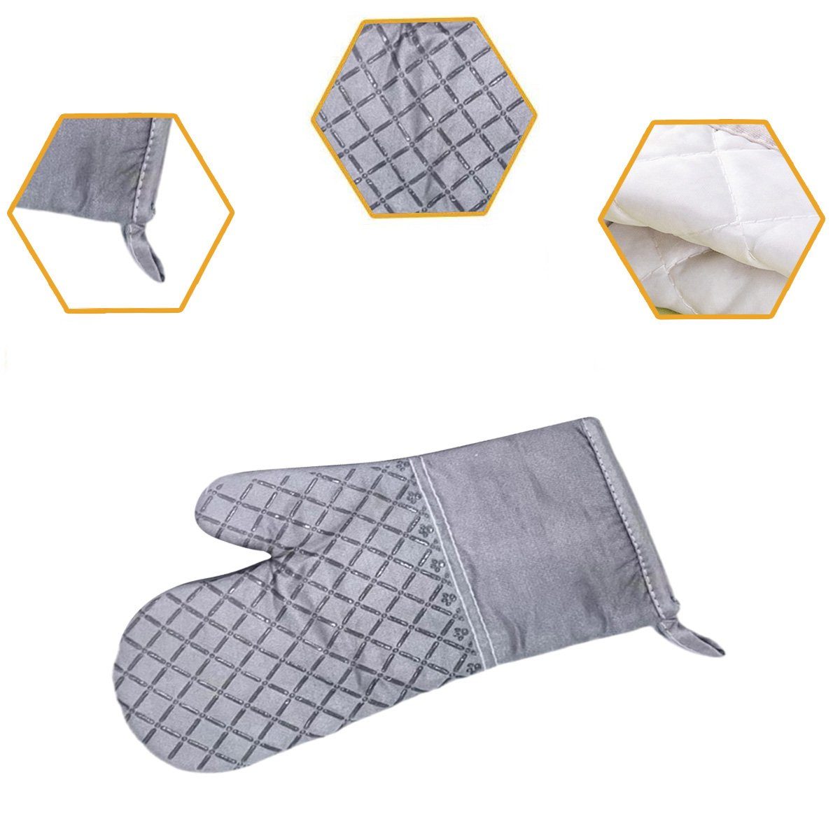Einemgeld Topflappen Ofenhandschuhe Topflappen 4er Set, 260℃ Hitzebeständige Topfhandschuhe