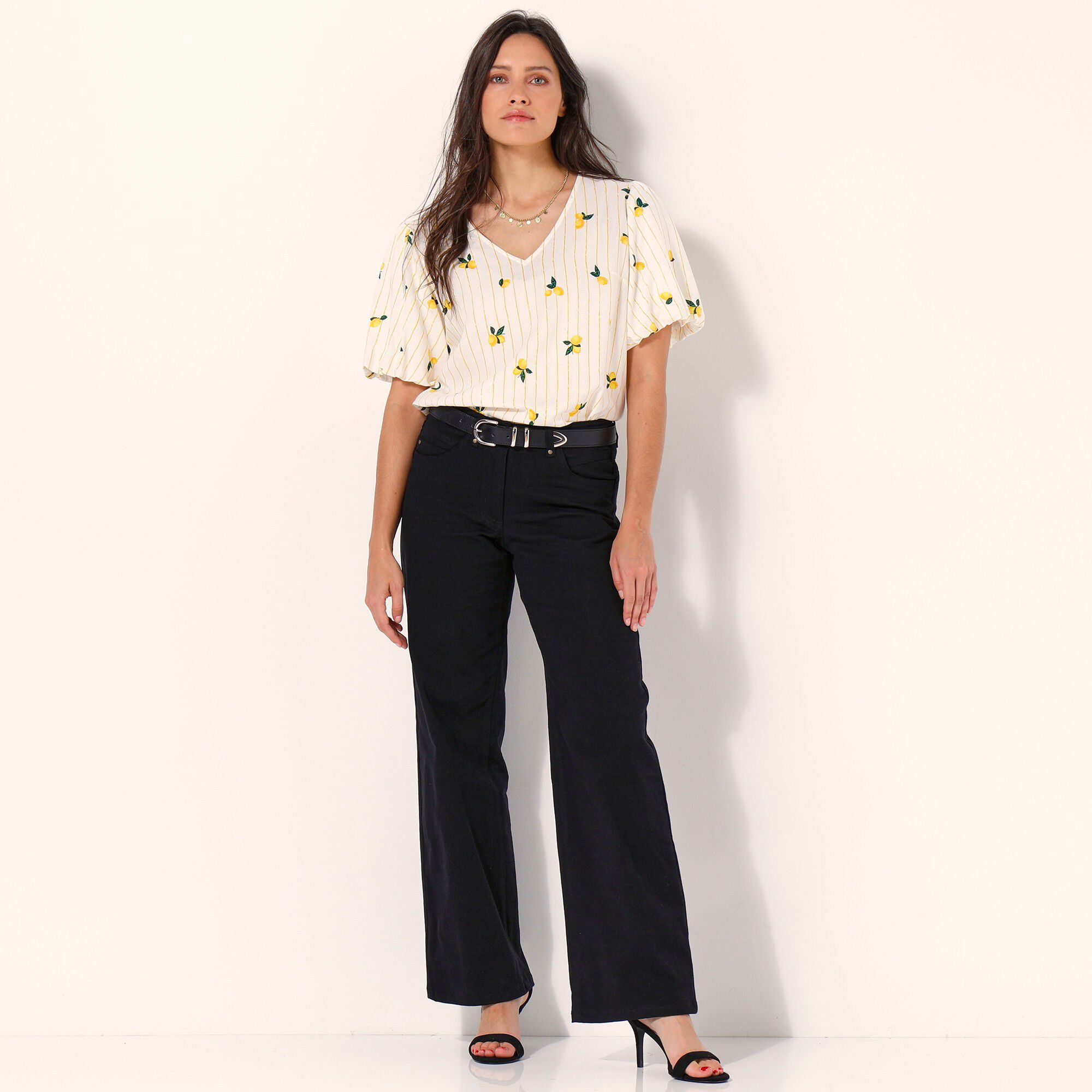 Pantalon couleur coupe large 5 poches