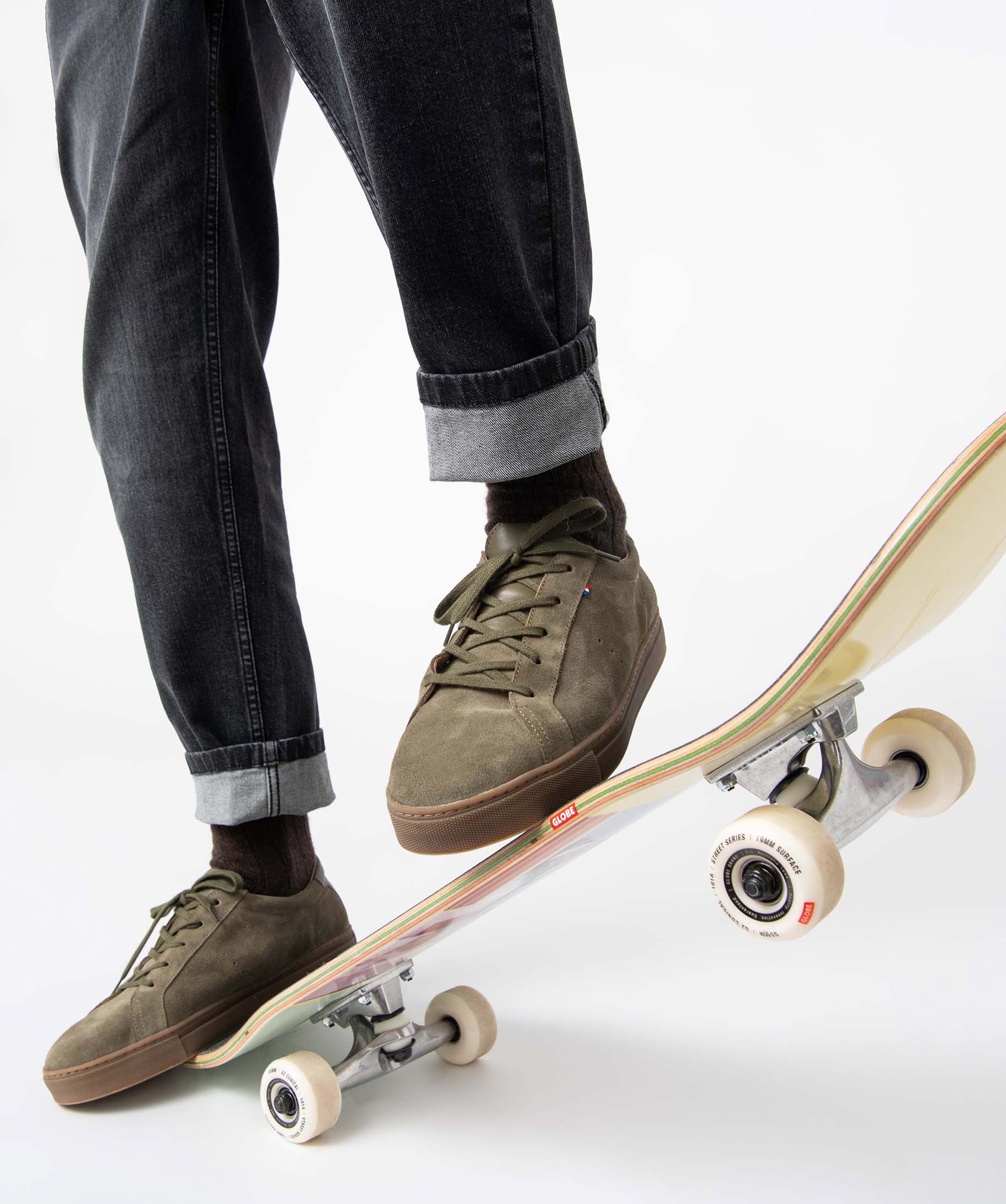 Baskets homme unies dessus et intérieur cuir – Tanéo kaki | GEMO