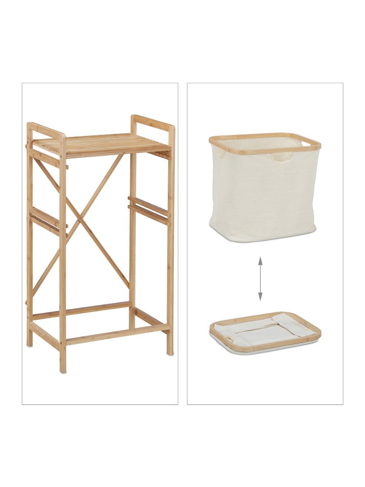 relaxdays Wäschekorb in Natur/ Beige - (B)44 x (H)85 x (T)33 cm günstig kaufen onesize
