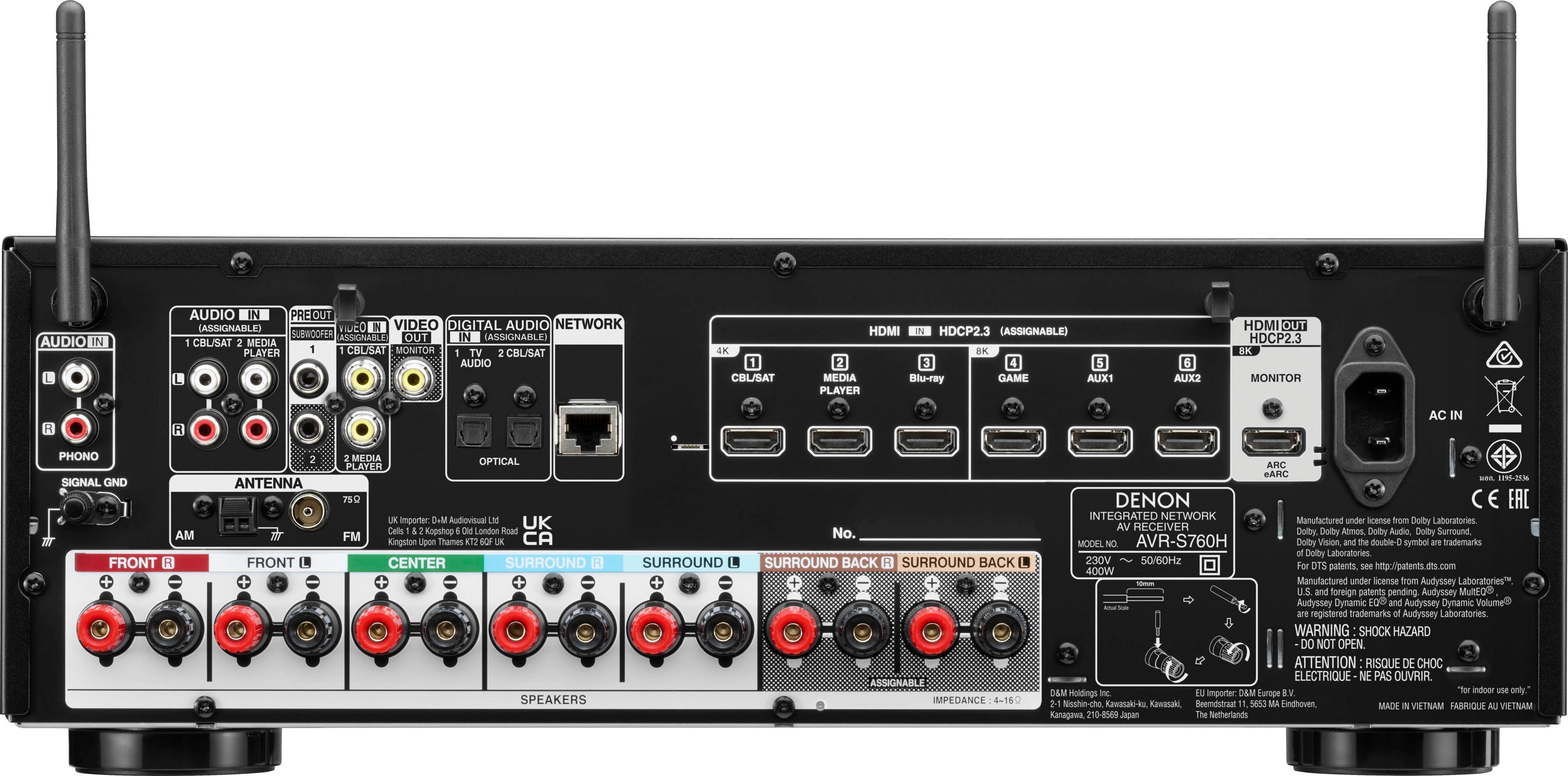 Denon AVR-S760H 8K- 7.2 Heimkinosystem (Bluetooth, LAN (Ethernet), WLAN)