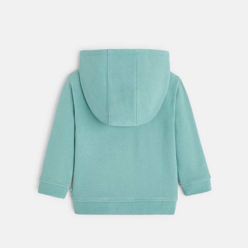 Sweat molleton à capuche vert bébé garçon