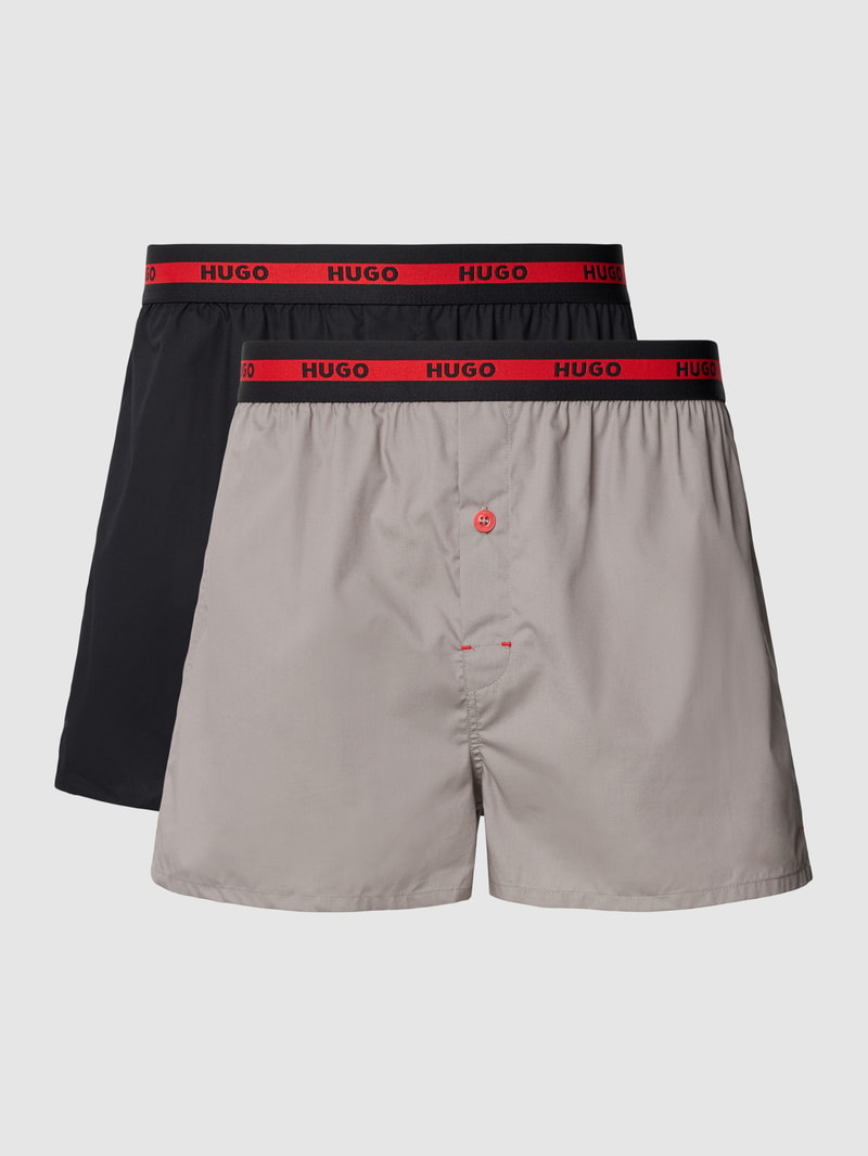 Boxershorts mit elastischem Bund im 2er-Pack in mittelgrau