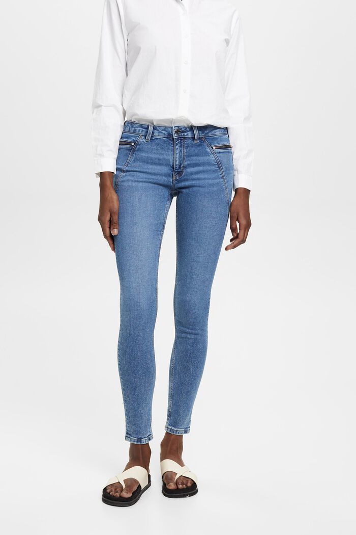 Skinny-Jeans mit mittelhohem Bund und Ziptaschen