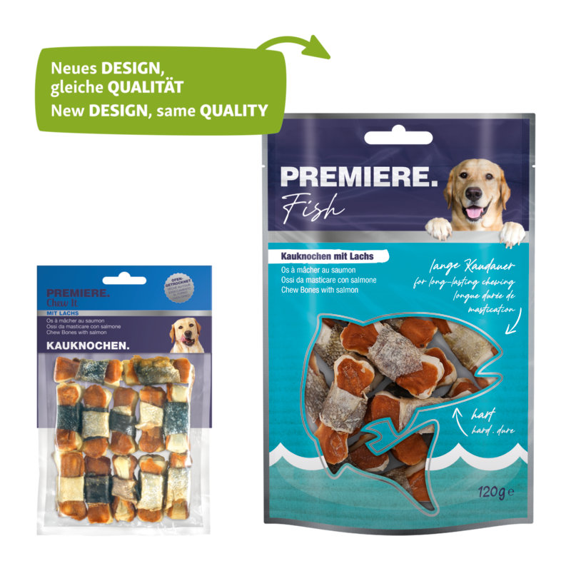 PREMIERE Snacks PREMIERE Kauknochen mit Lachs 12 Stück, 120 g