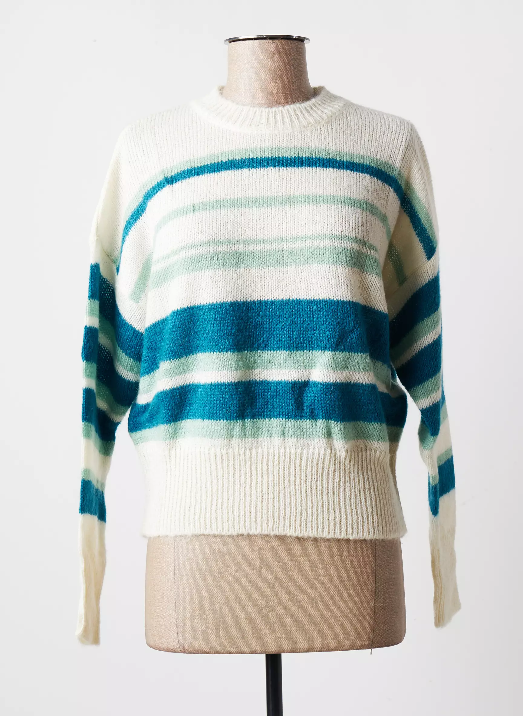 Blanc Boheme Pulls Femme couleur bleu