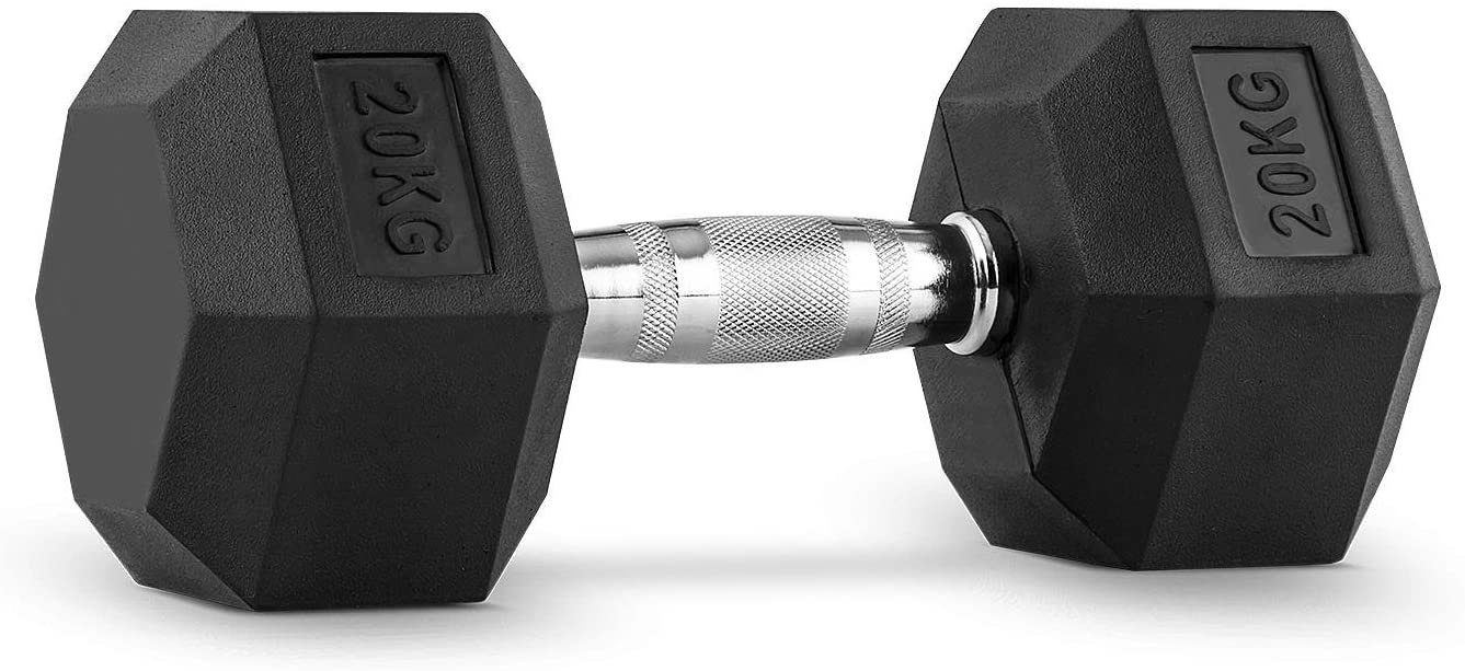 Technofit Hantel Hexagon Kompakthantel 20kg im Paar Hex Hantel Gummi, Hex Kompakthantel Paar