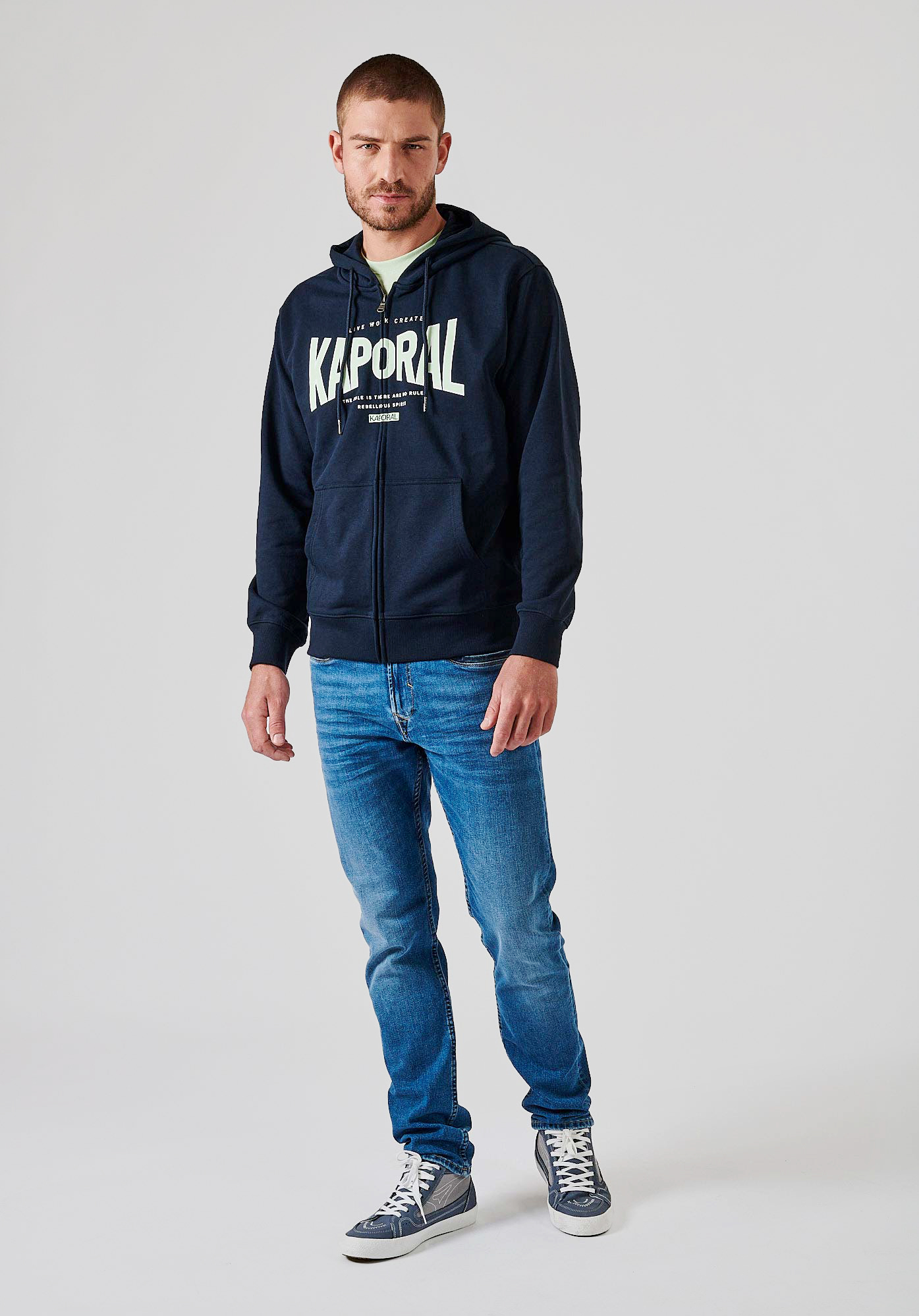 BELKO  Sweat zippé bleu marine homme