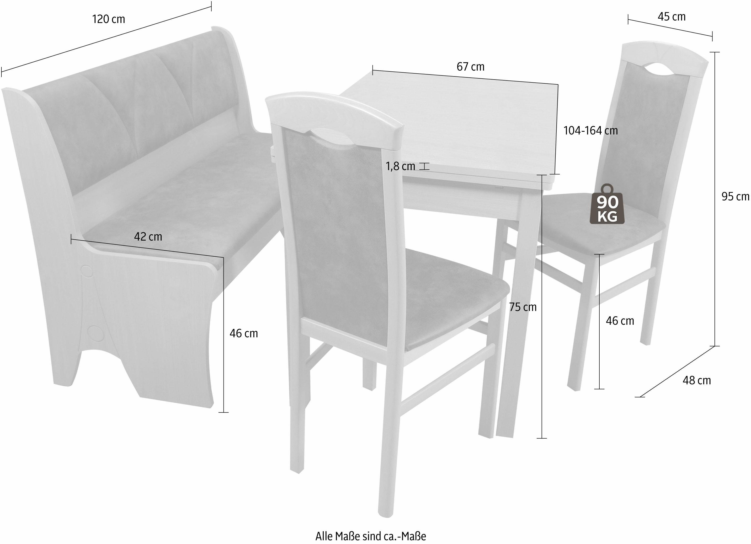 Home affaire Essgruppe Halle, (Set, 4-tlg), mit Truhenbank