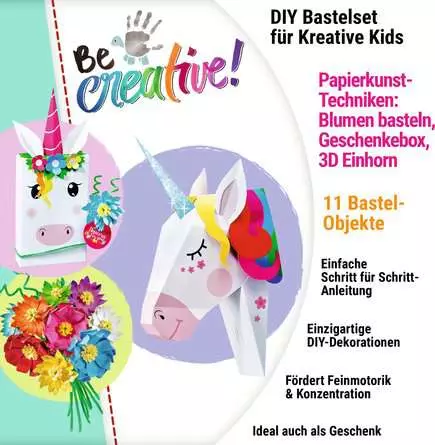 Paper Art Einhörner - Bastelset für Kinder ab 6 Jahren