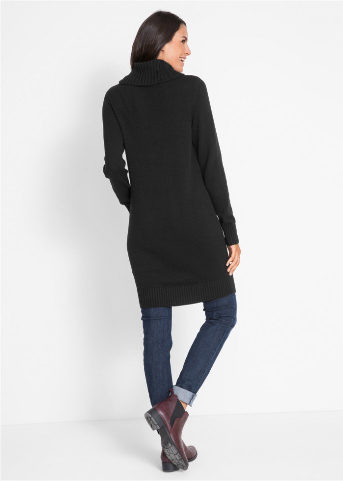 Baumwoll Longpullover mit Stehkragen