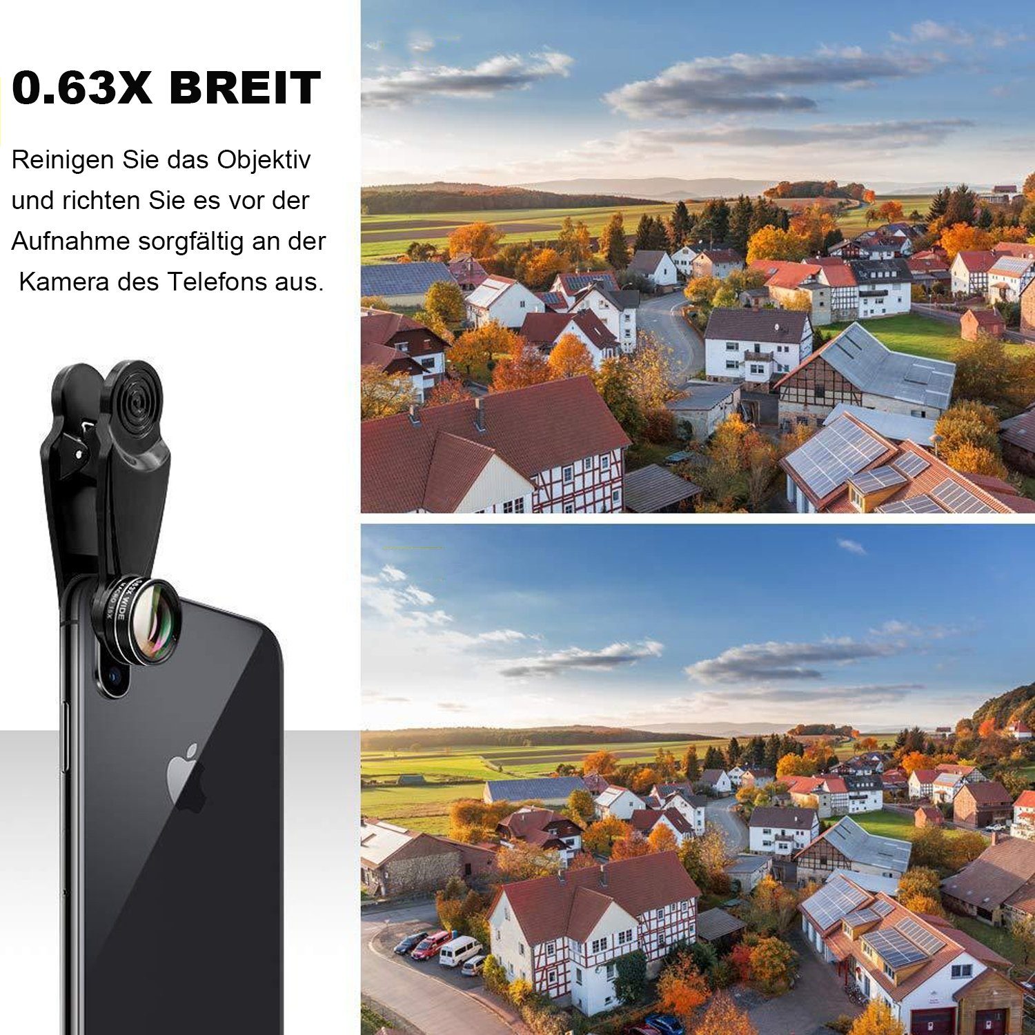 Dedom Objektive für Mobiltelefone, 7 in 1 Handy Objektiv Kit, Ultra-Weitwinkelobjektiv, (Universal Handy Objektiv, mit Reißverschlusstasche)