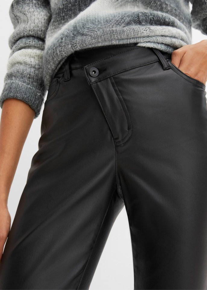 Lederimitat-Hose mit schrägem Bund