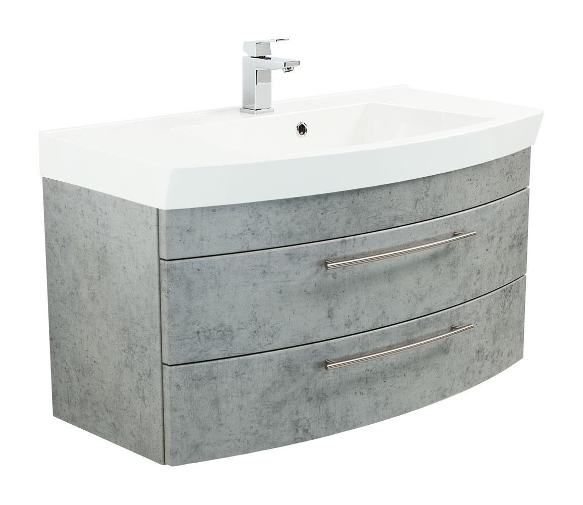 Posseik Badmöbel Luna 100 mit runder Front Beton