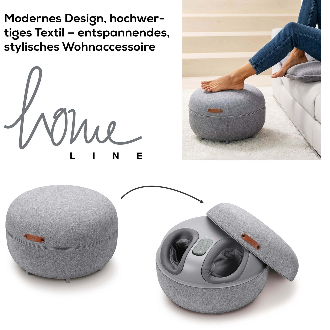 FM 120 2-in-1 Shiatsu-Fußmassagegerät-Entspannende Fußmassage plus moderner Sitzhocker