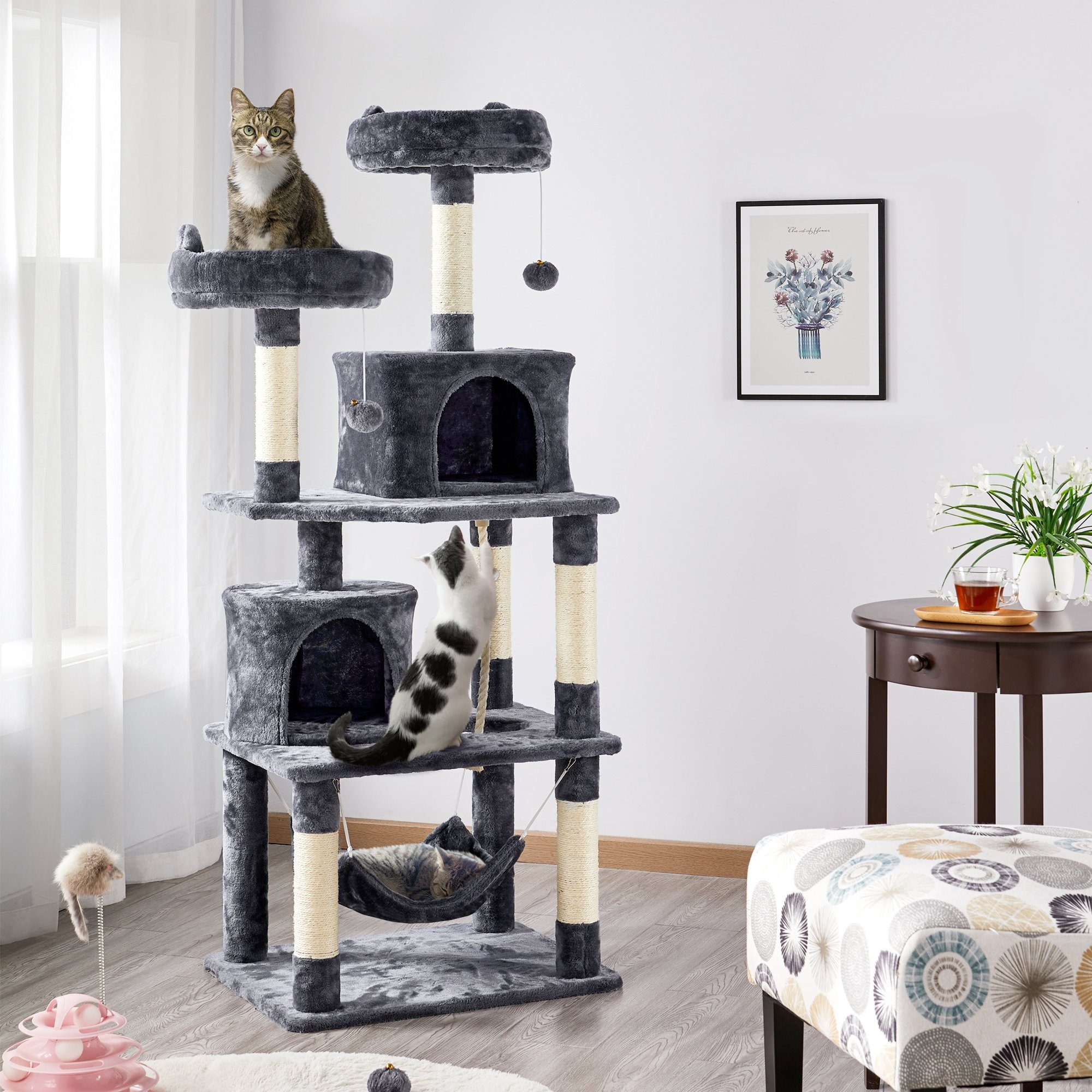 Yaheetech Kratzbaum 158/179 cm Katzenbaum, Stabiler Kletterbaum Katzenhaus