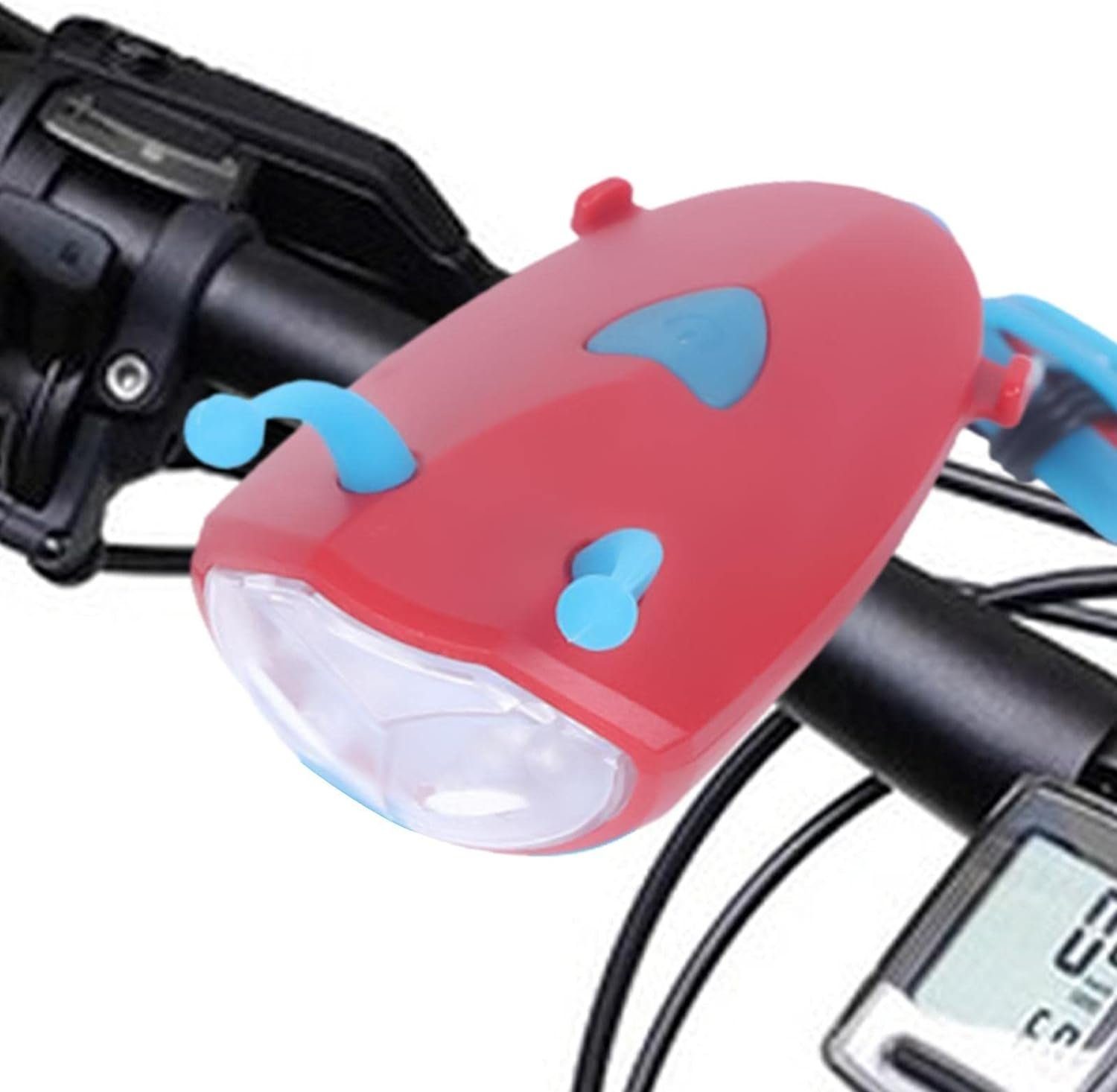 ERHWIO Fahrradbeleuchtung 2-in-1-Silikon wasserdicht Kinder Fahrrad Lichter/Hörner, 5 Lautsprechertöne, zwei Lichter und 4 Modi