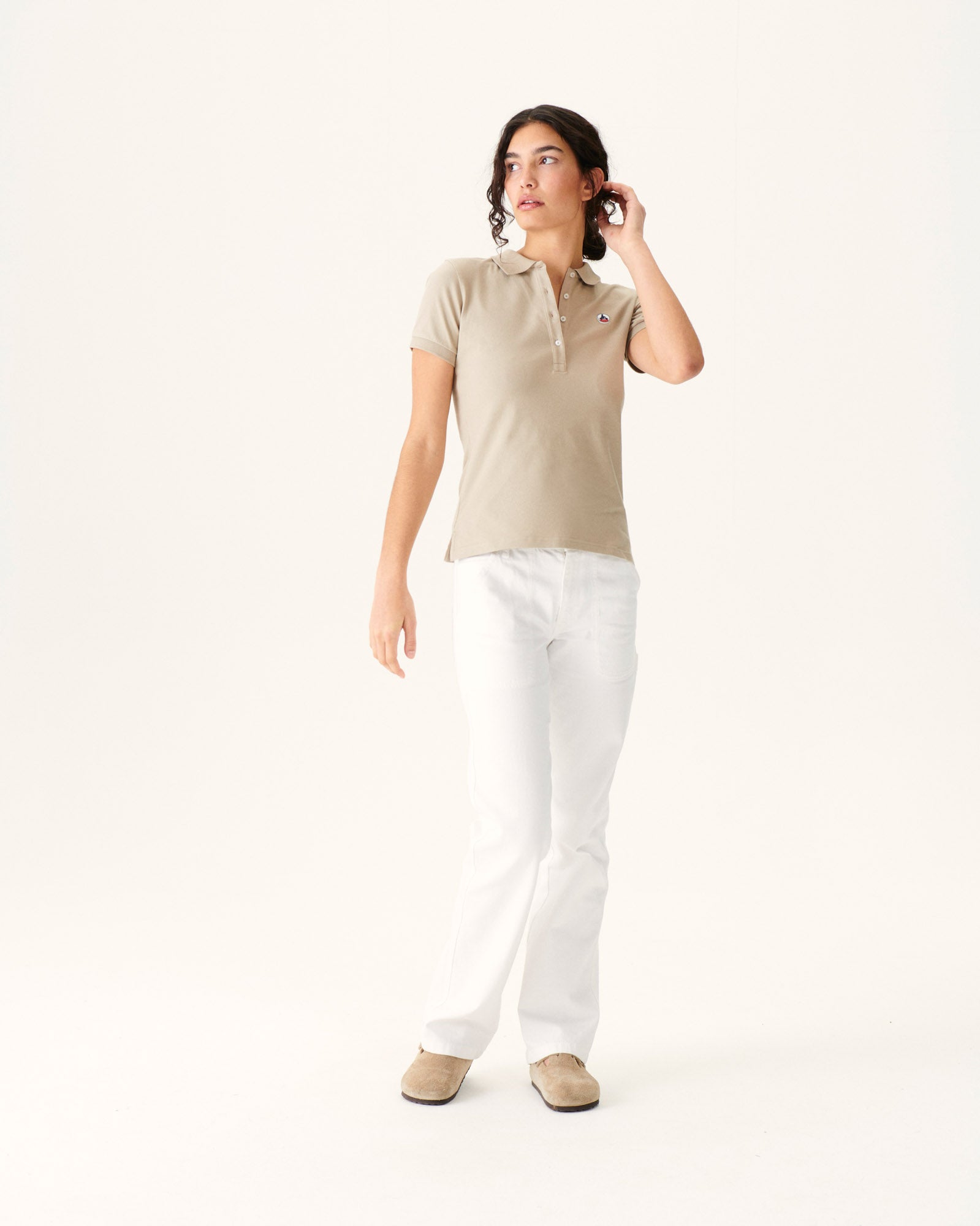 Polo femme en coton biologique Beige Franca