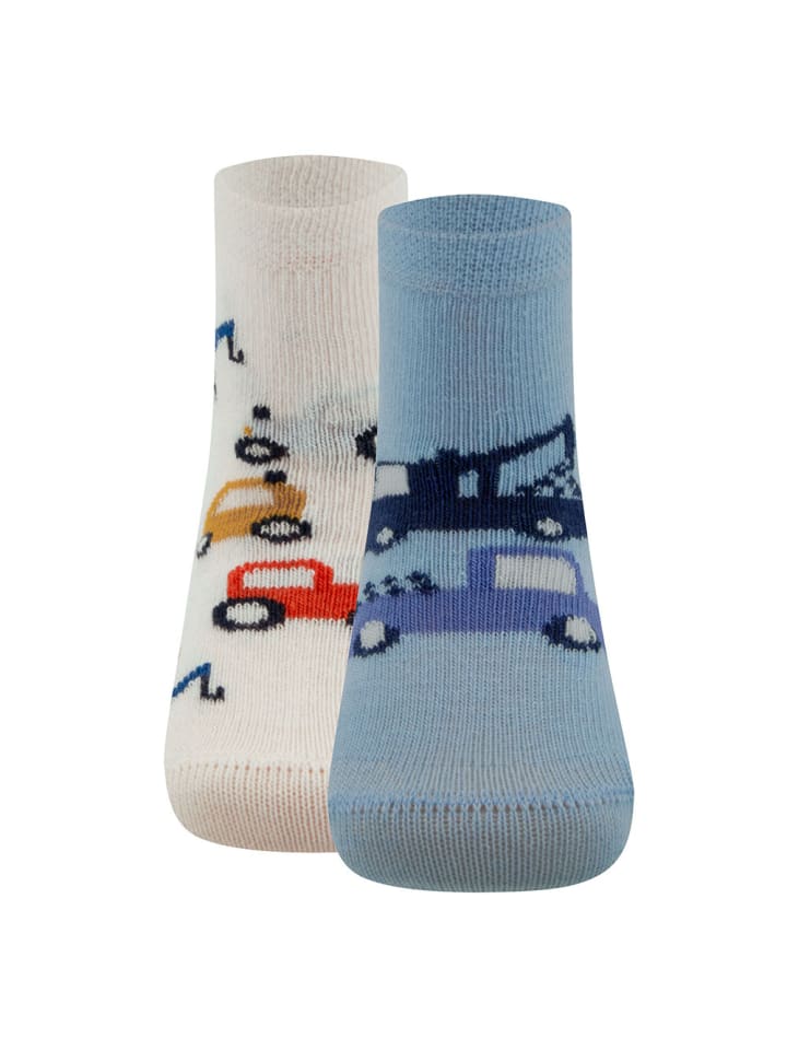 ewers 2er-Set Socken 2er Pack Baustellenfahrzeuge in aquamarin-latte günstig kaufen