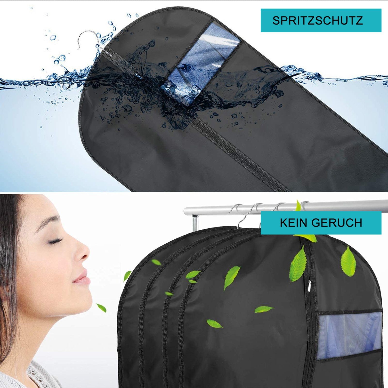 CALIYO Kleidersack Kleidersack für die Aufbewahrung, 60x120cm Atmungsaktiver Stoff, (3 St) Kleidersäcke Lang für den Kleider Mäntel Abendkleider, 3-Tlg