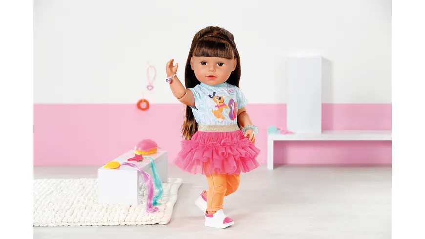 Zapf Creation - BABY born Puppe mit Haaren Sister Play & Style brunette 43cm