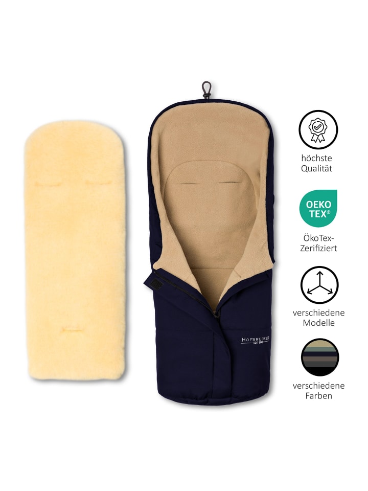 Hofbrucker Lammfell-Fußsäckchen Leni für Babyschale und Kinderwagen in Navy Blue günstig kaufen onesize