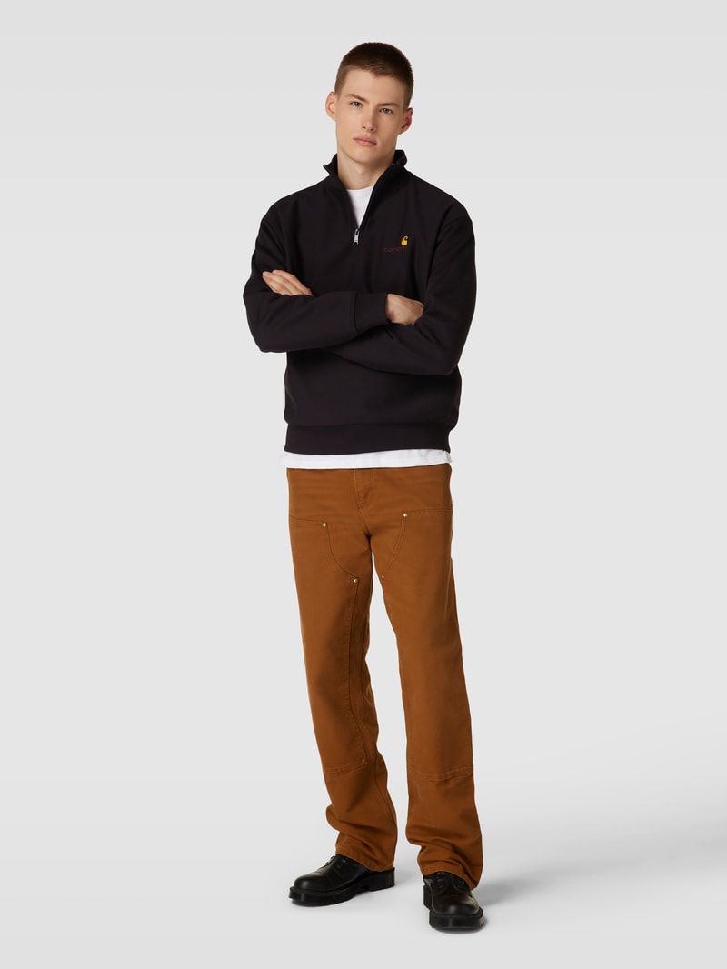 Sweatshirt mit Troyer-Kragen Modell 'AMERICAN SCRIPT' in schwarz