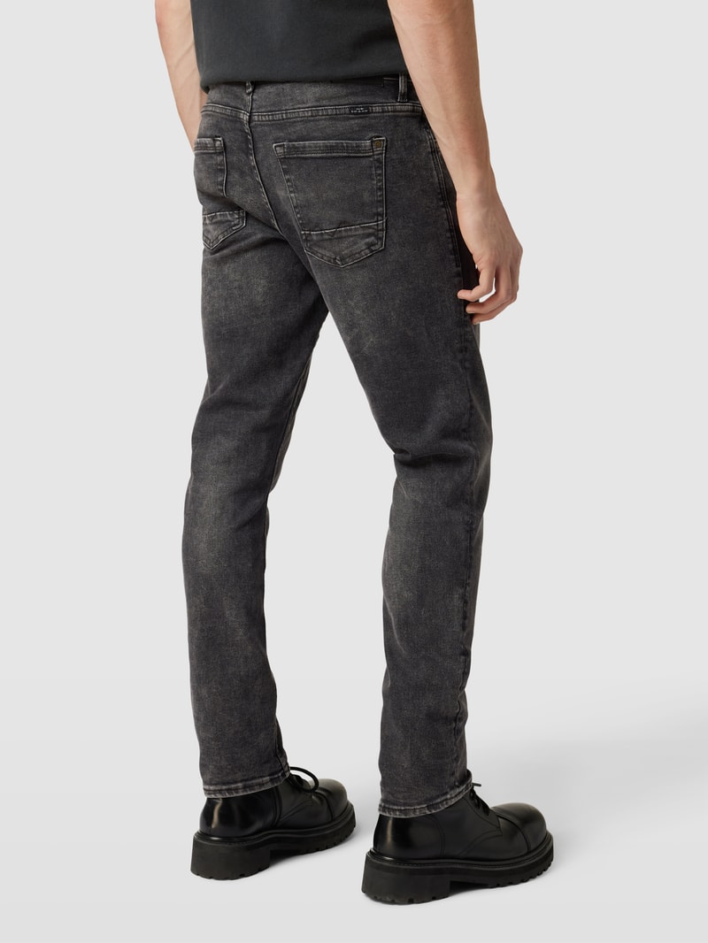 Regular Fit Jeans mit Label-Patch Modell 'Blizzard' in hellgrau