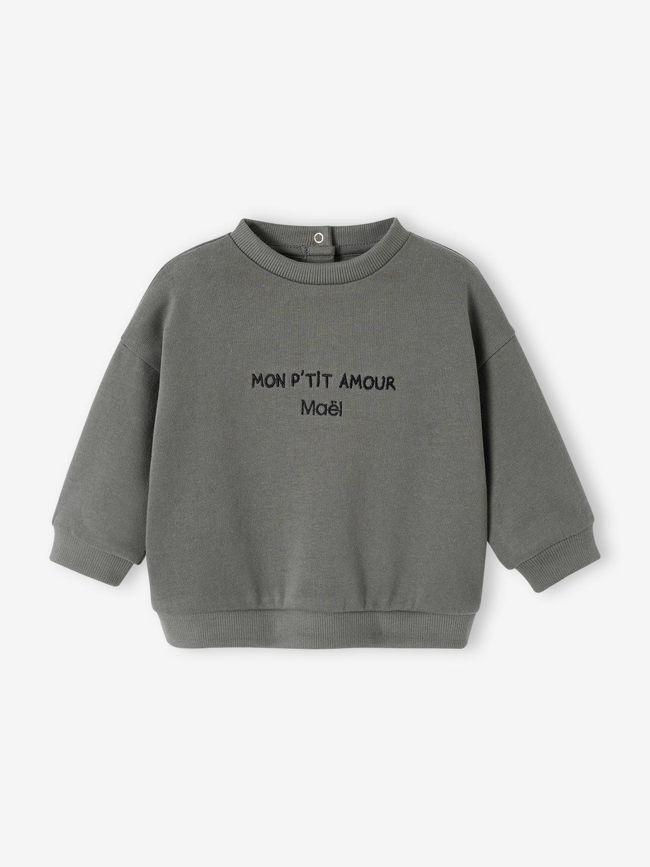 Sweat personnalisable bébé vert de gris