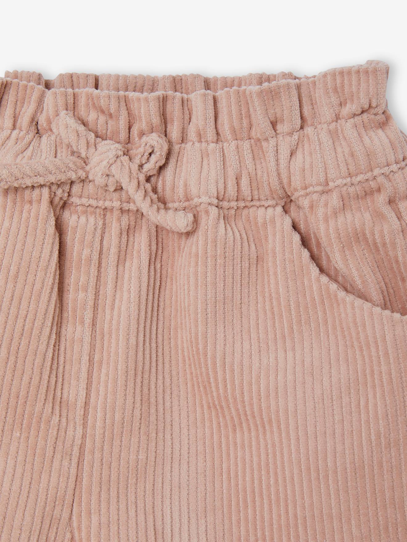 Short en velours côtelé bébé fille rose poudré