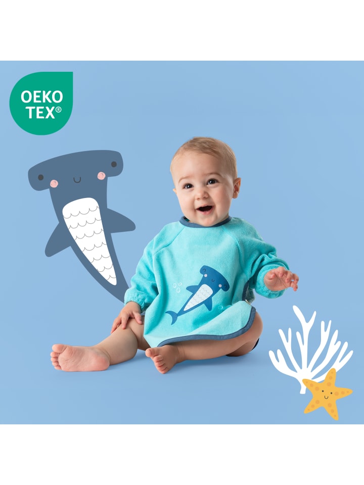 Schlummersack Lätzchen mit Ärmeln wasserfest in Hellblau günstig kaufen 1-2 Jahre