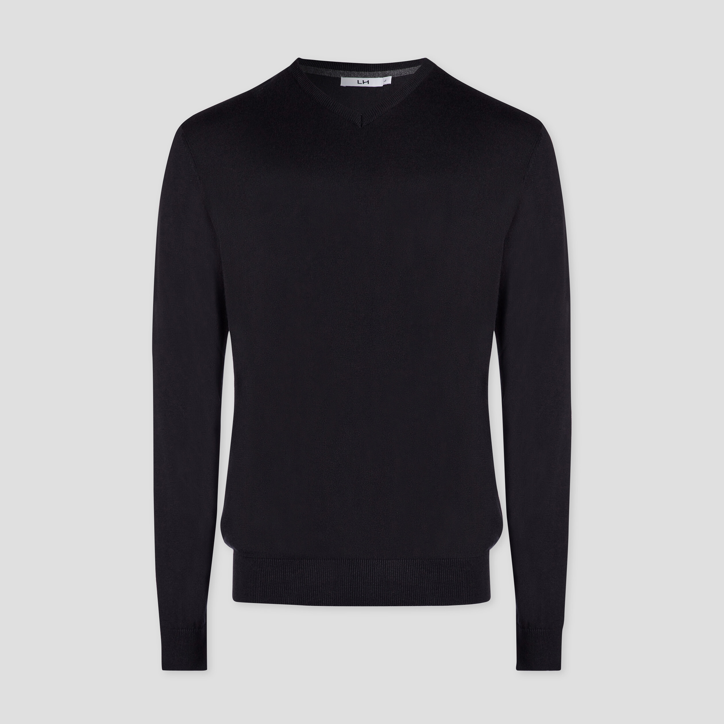 Pull avec col en V noir homme | La Halle