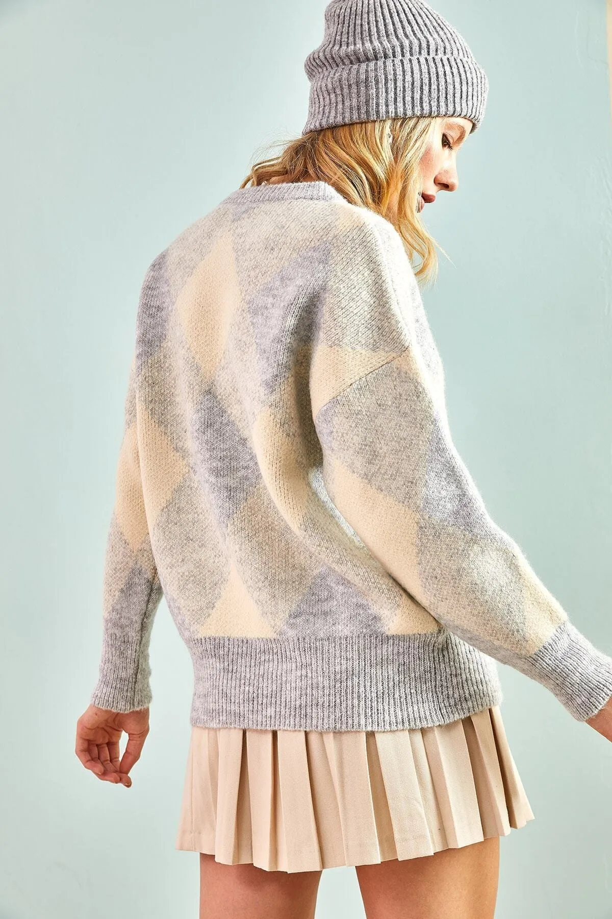 Bianco Lucci  Damen-Strickpullover mit quadratischem Muster