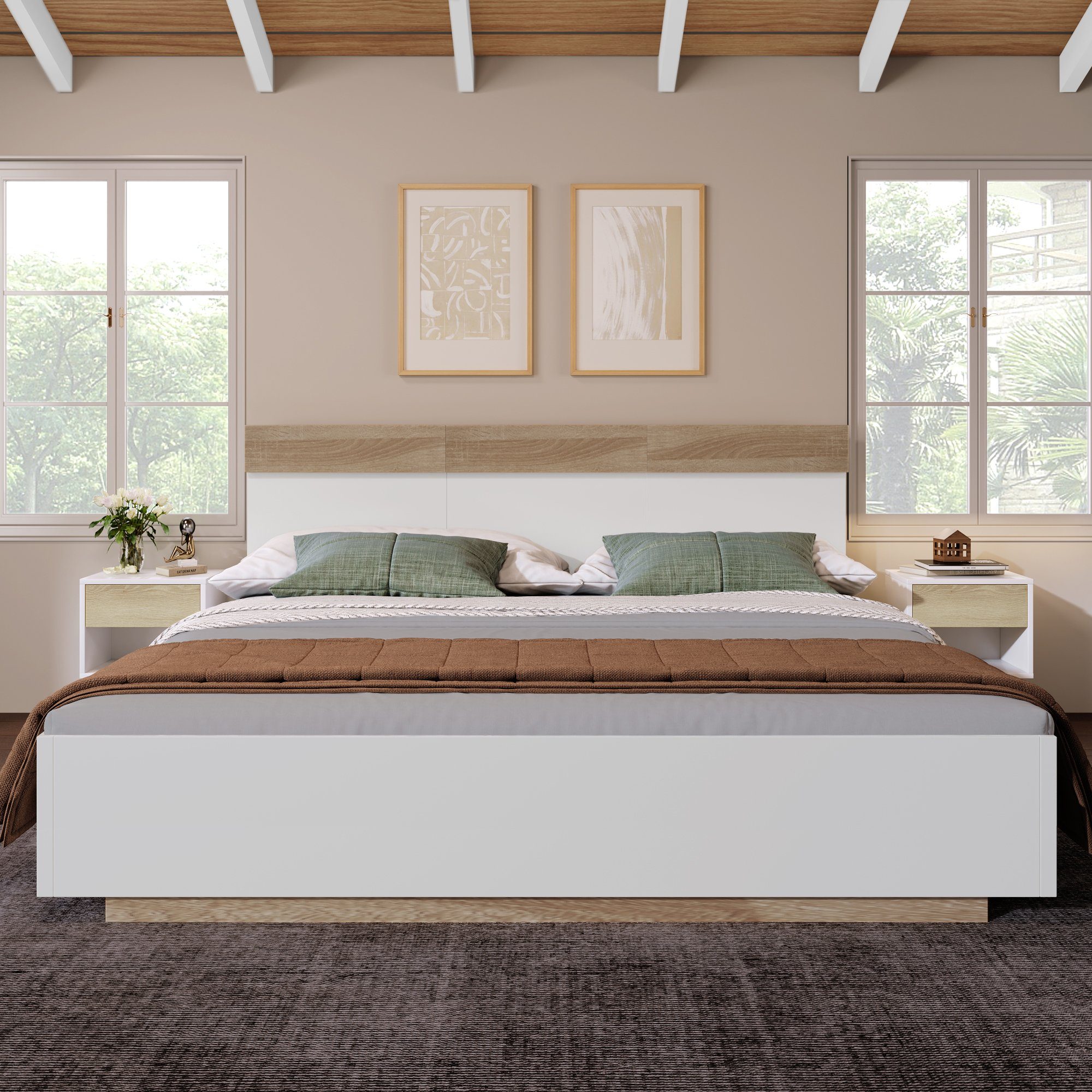 HAUSS SPLOE Massivholzbett Doppelbett Holzbett Bettrahmen Kinderbett Jugendbett (Kiefernholz Doppelbett mit Lattenrost), 140x200cm