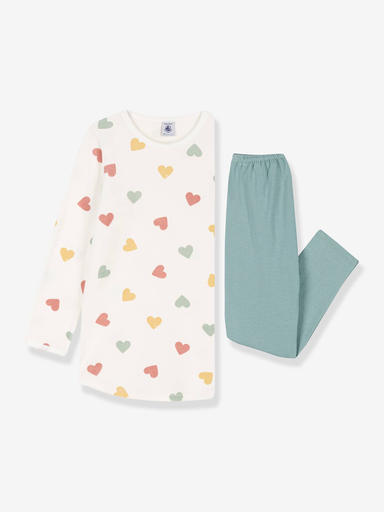 Petit Bateau Mädchen Samt-Nachthemd & Leggings PETIT BATEAU - weiß bedruckt