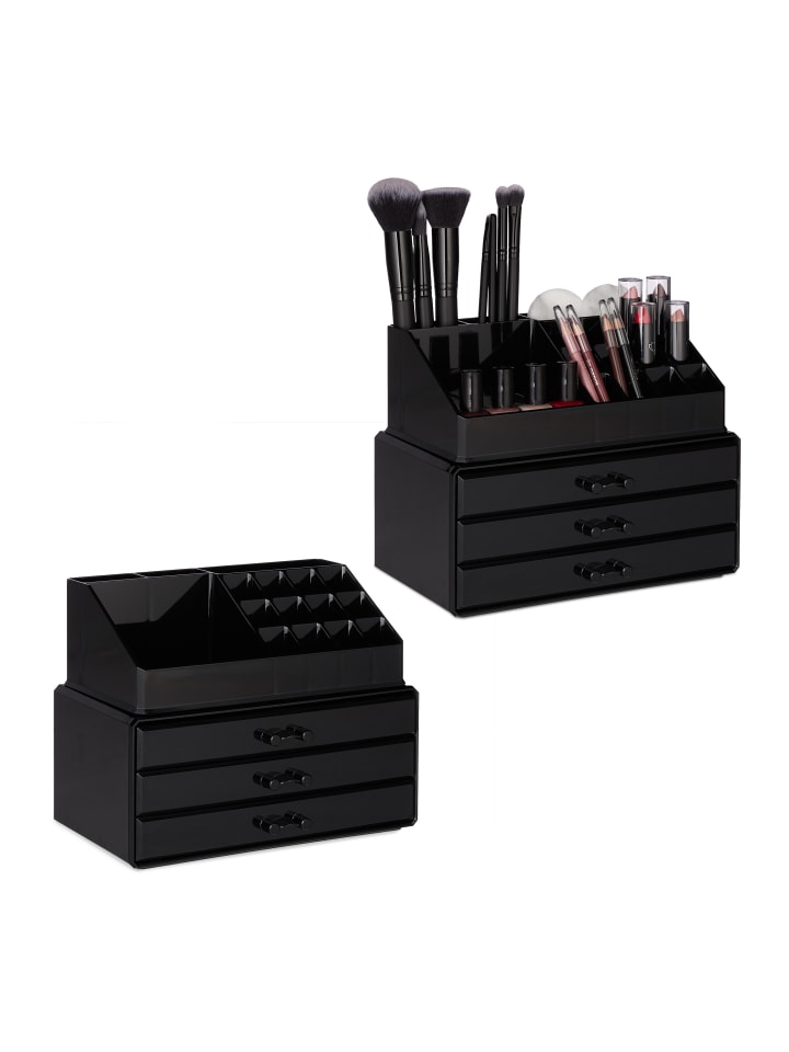 relaxdays 2x Makeup-Organizer in Schwarz günstig kaufen onesize