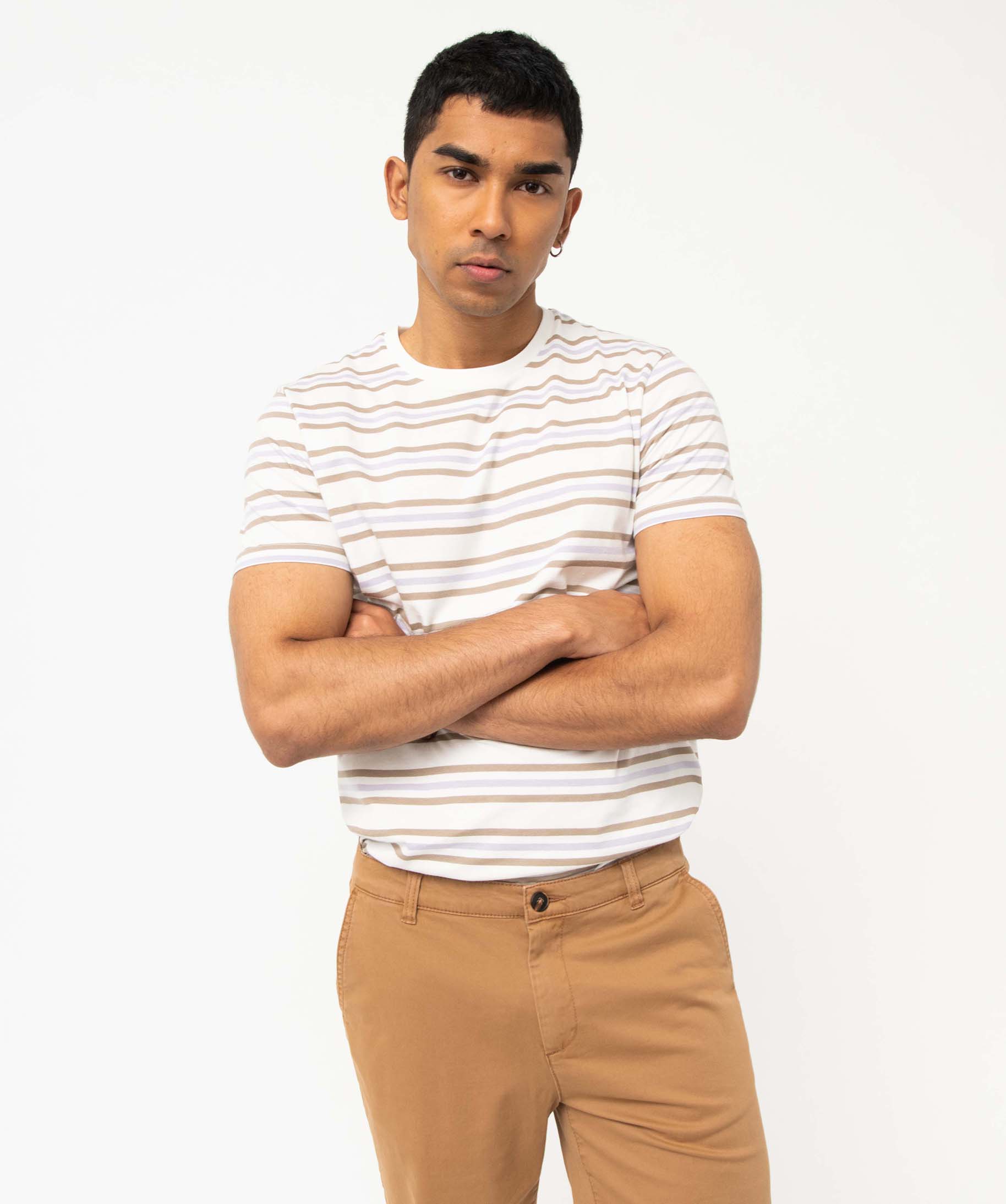 Tee-shirt homme rayé à manches courtes raye | GEMO