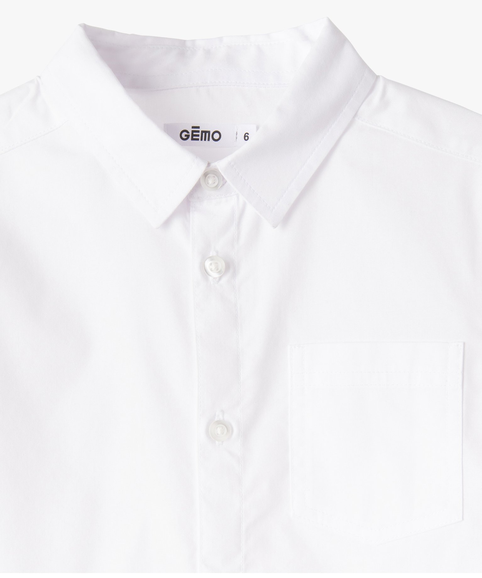 Chemise Garçon unie à manches longues blanc | GEMO