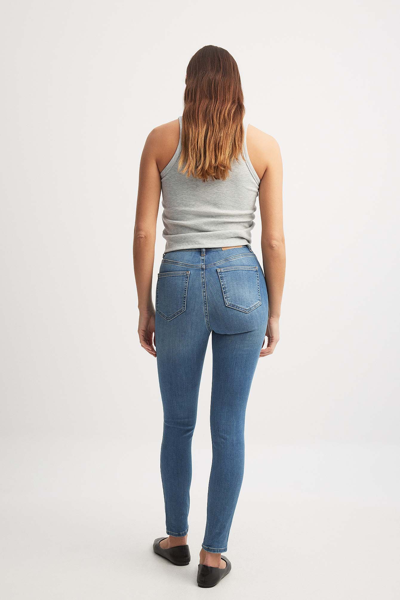 Skinny Jeans mit hoher Taille Used-Look
