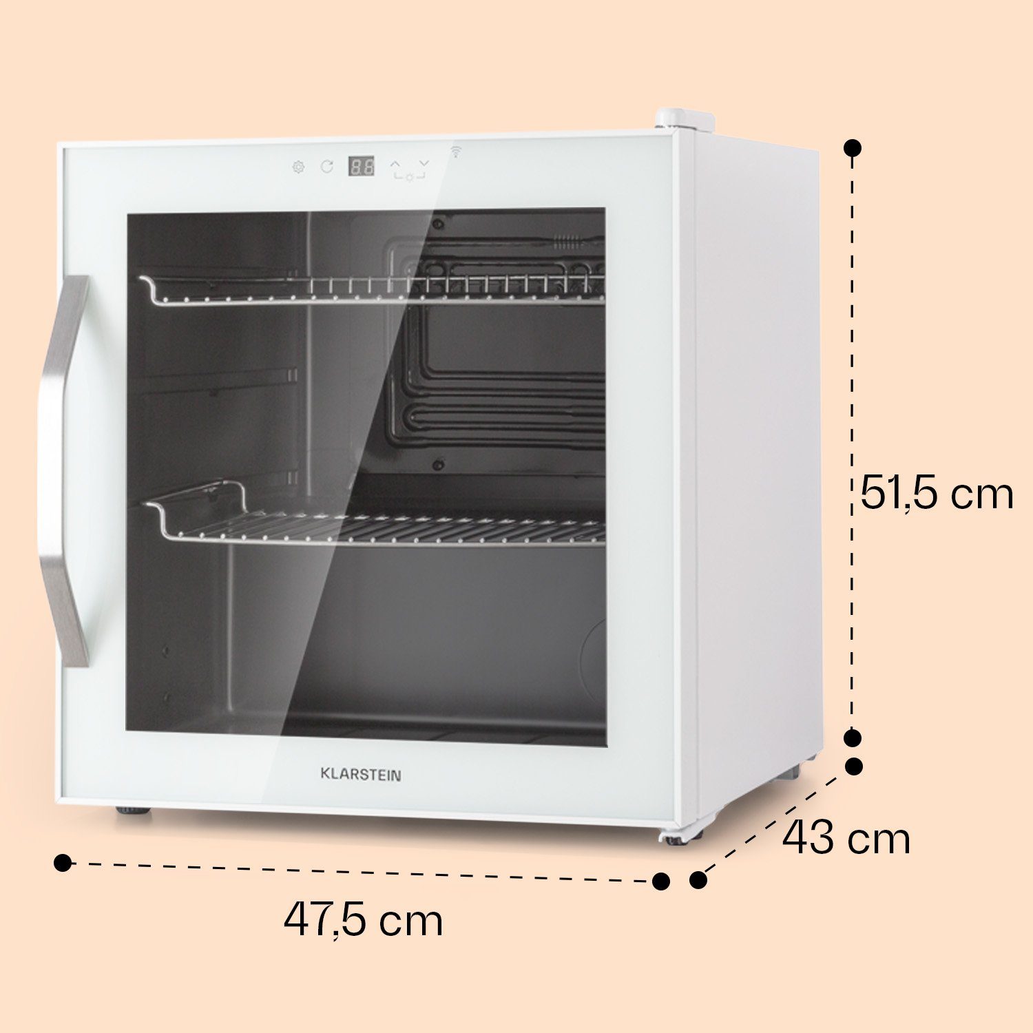 Klarstein Getränkekühlschrank HEA-Coachella 50-wh 10045041, 51 cm hoch, 47.5 cm breit, Bierkühlschrank Getränkekühlschrank Flaschenkühlschrank mit Glastür