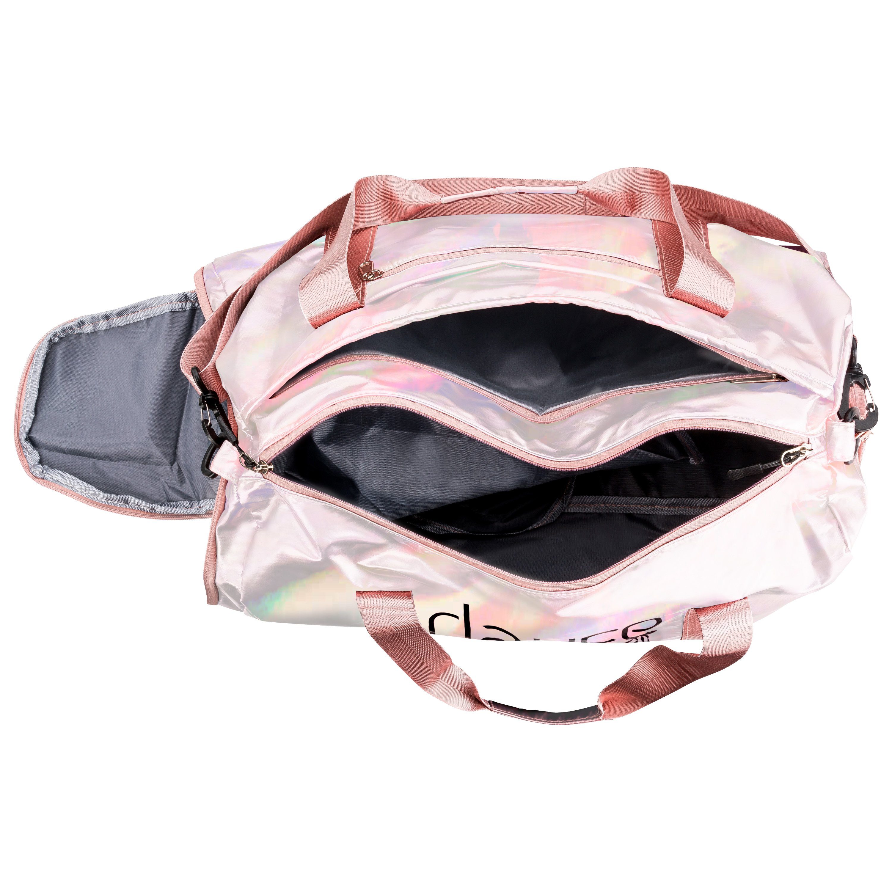 tanzmuster Sporttasche Ballett Tasche rosa metallic, mit Dance / Ballettschuhe Aufdruck