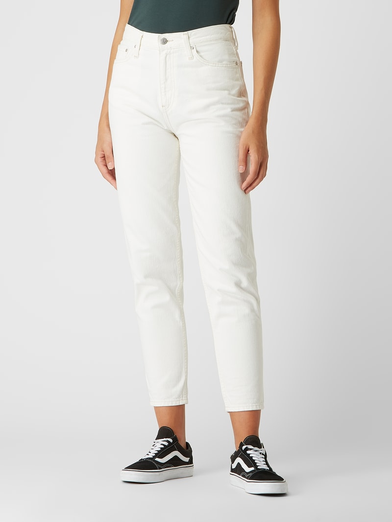 Mom Fit Jeans aus Baumwolle in offwhite