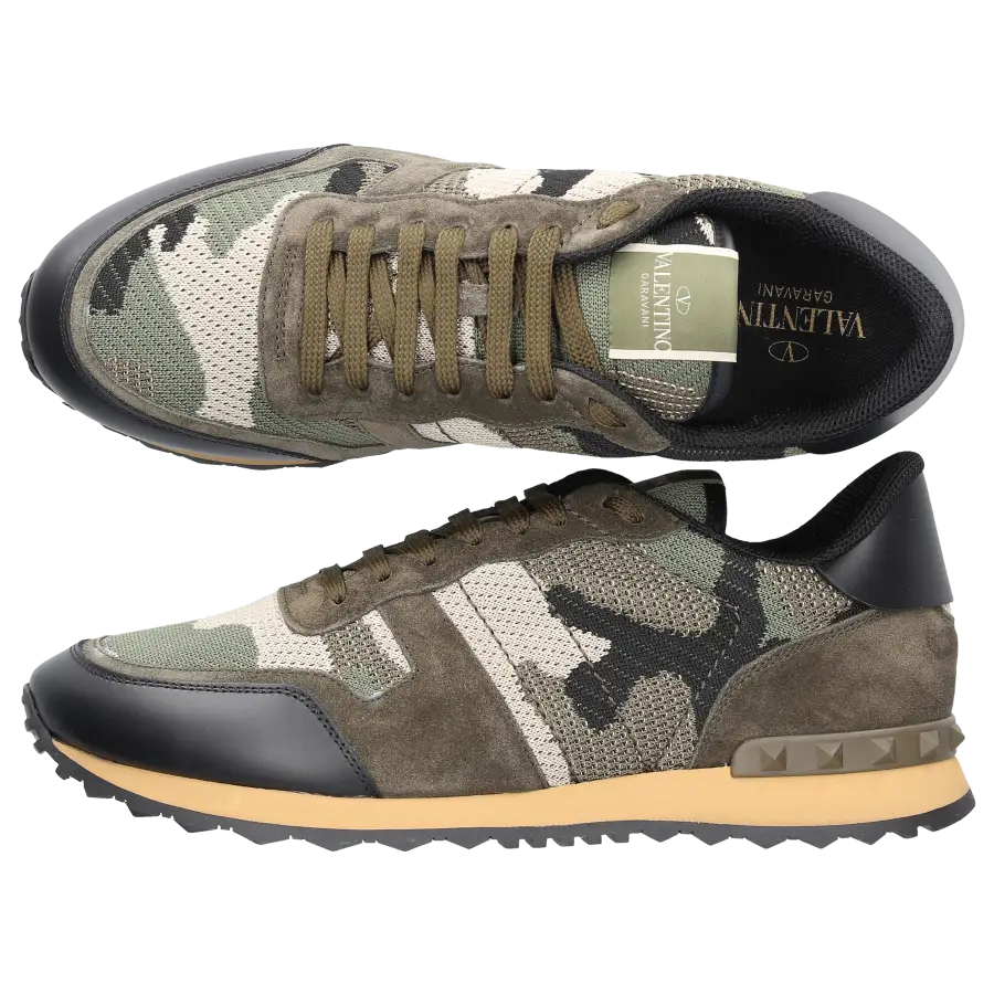 Valentino Garavani - Sneaker low ROCKRUNNER Veloursleder - oliv
