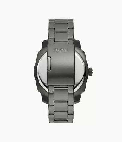 Fossil Machine Uhr 3-Zeiger-Werk Datum Edelstahl rauchgrau