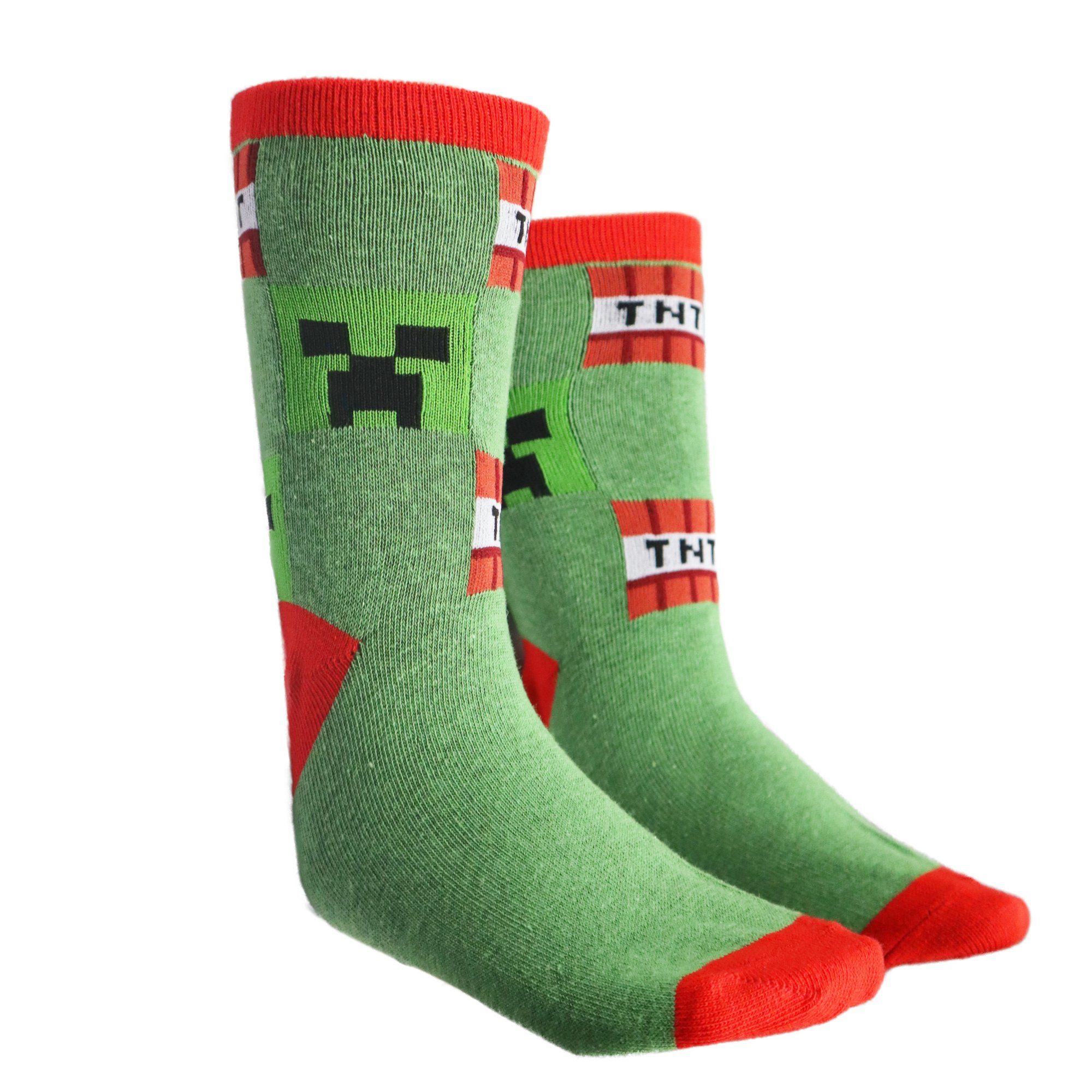 Minecraft Langsocken Minecraft Creeper TNT Kinder Jungen lange Socken 6er Pack Gr. 27 bis 38