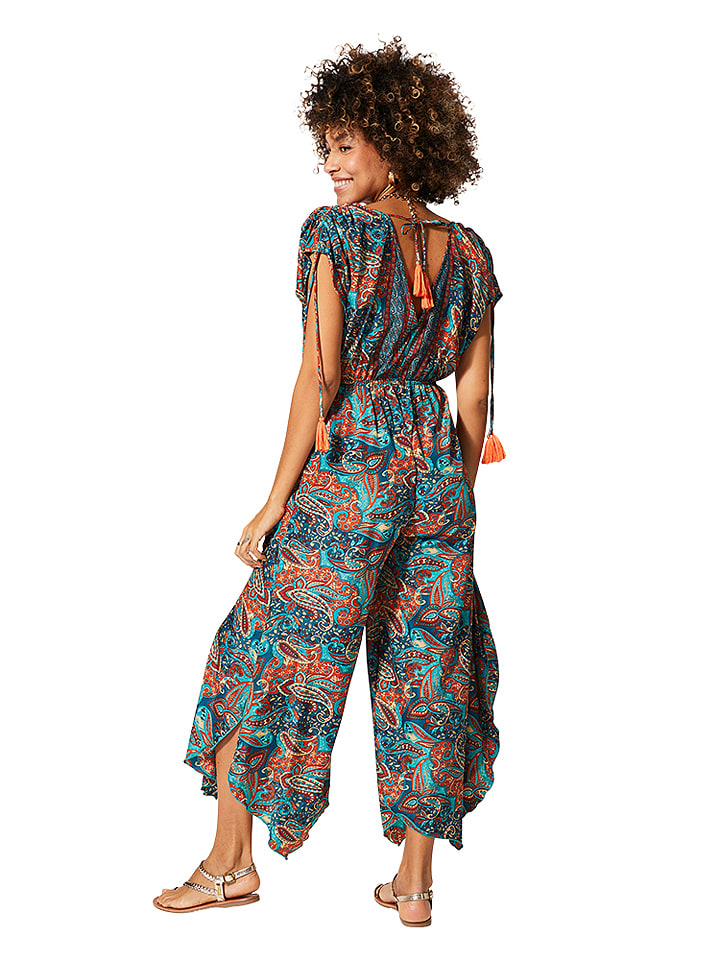 Aller Simplement Jumpsuit in Blau/ Rot/ Türkis günstig kaufen 34-40